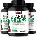 Force FACTOR Greens tablete mai inteligente, 3-pack, Greens Supliment cu 25+ Superfoods și antioxidanți pentru a îmbunătăți digestia, reduce stresul, consolida imunitatea, și de sprijin metabolice, 270 comprimate