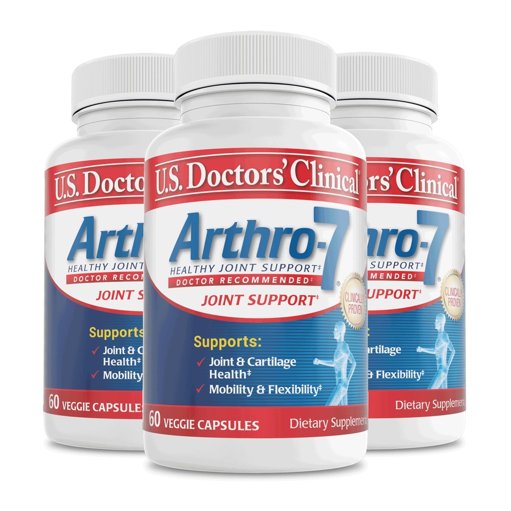 U.S. Doctori: Clinic Thazo-7 - Clinicly Proven Joint Support Complex cu Turmeric, Colagen, Bromelain pentru Flexibilitate, Mobilitate, & Puternic Cartilage - 180 Capsule(3 Sticle) - 45/90-Day Supply