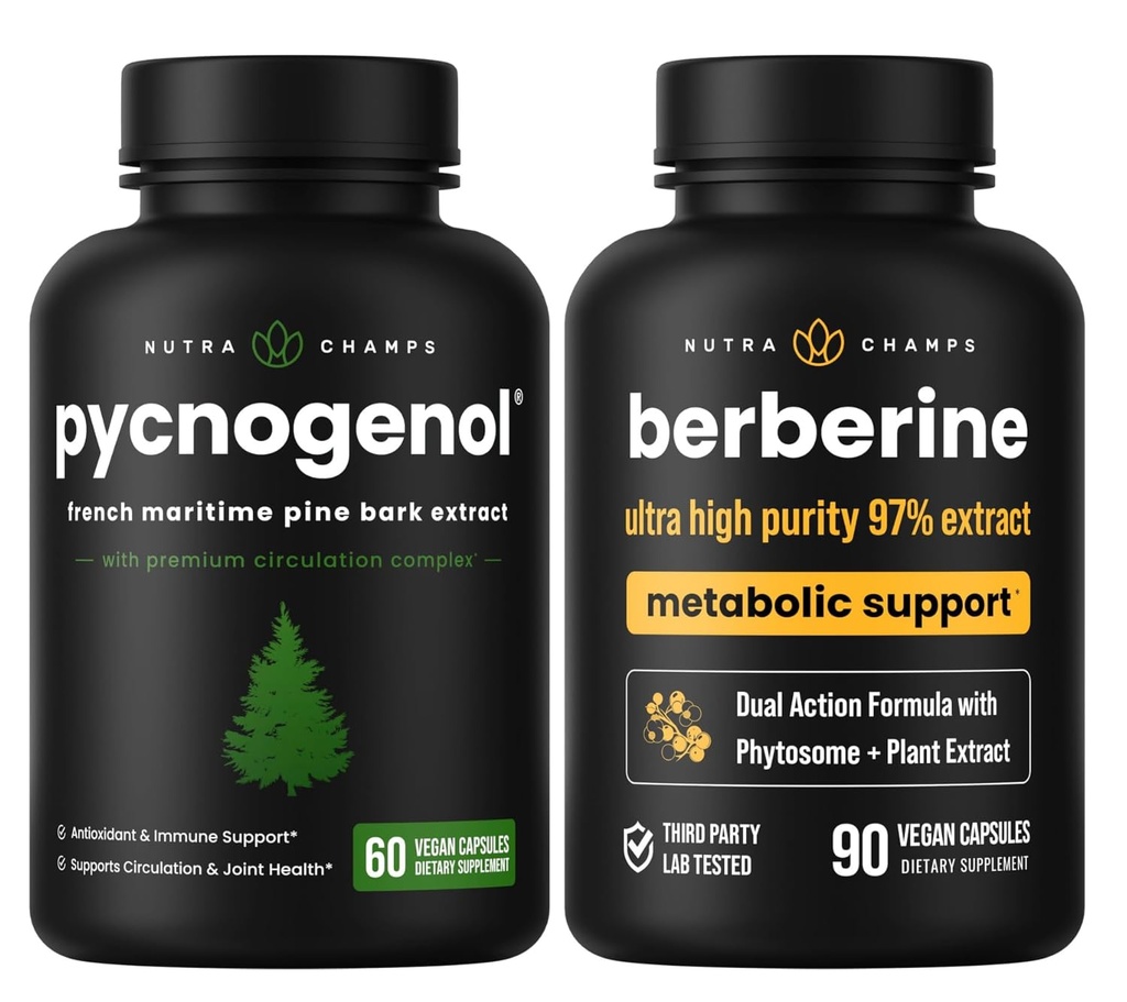 NutraChamps Boost complet circulator şi metabolic: Pycnogenol & Berberine Duo
