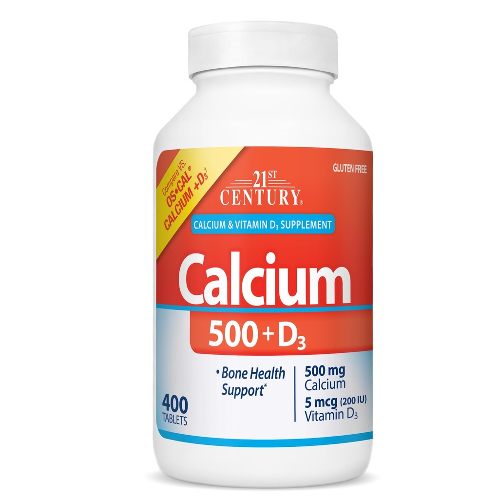 21st Century Calciu 500 mg Plus D3 comprimate, 400 conta