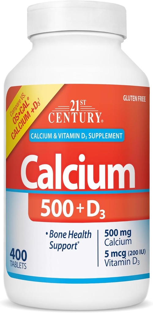 21st Century Calciu 500 mg Plus D3 comprimate, 400 conta