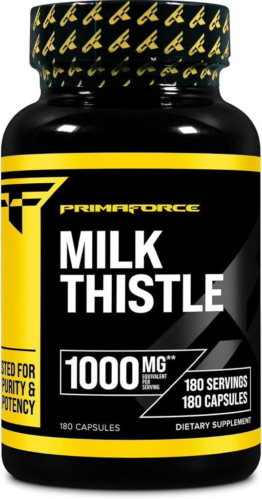 Primaforce Milk Thistle 180 capsule 1000 mg echivalent - Gluten gratuit, fără GMO Supliment alimentar, de la 250mg de 4:1 extract