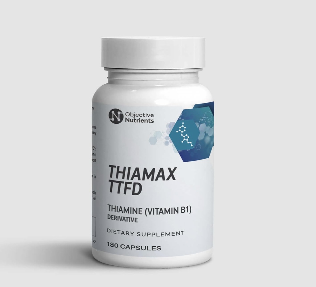 Thiamax Vitamina B1 (Thiamine TTFD), original, fără Fillere toxice, susține metabolismul energetic, doza mare, a treia parte testat, toate ingrediente active 100mg, 180 Conte