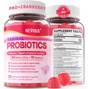 Probiotice vaginale Gume pentru femei PH echilibru, Odor de control cu prebiotice, Cranberry, D-Mannose, Promovează Feminine Vaginal Flora, tract urinar, Drojdie, Suport digestiv, Zahăr gratuit,120Cts