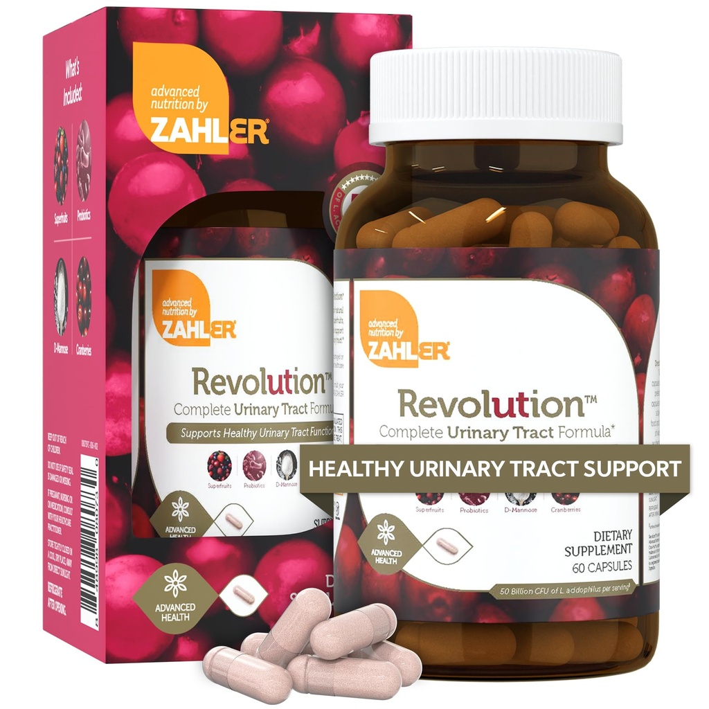 Revoluția Zahler - Femei complete de tract urinar de sănătate Formula cu Probiotice - pastile UTI - 1200mg D-Mannose și Suplimentul Cranberry - Suport pentru infecția cu tract urinar pentru femei (60 capsule)