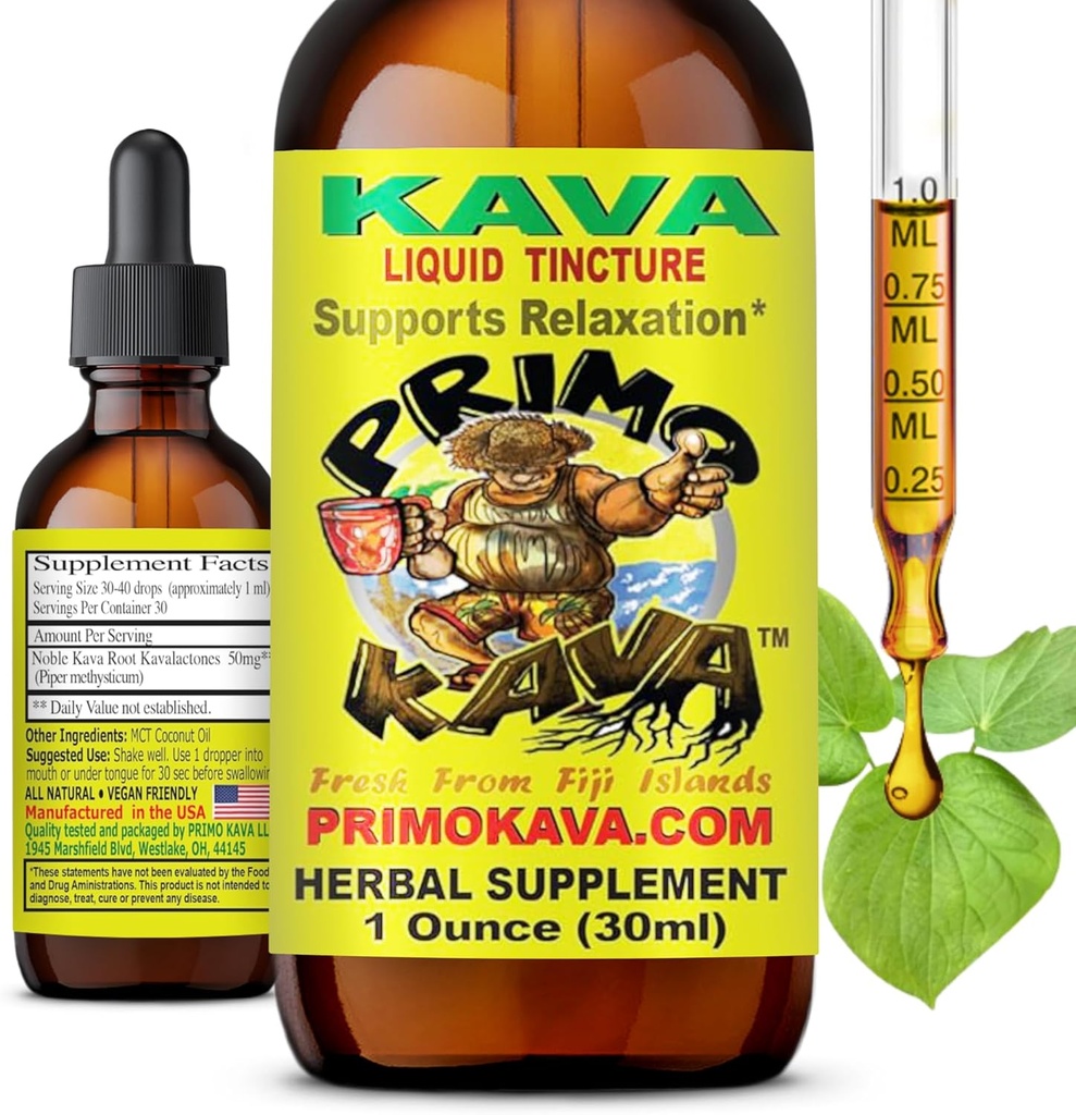 Drops | Natural Kava from Fiji | Fast Acting Kava Root Extract for Calming & Relaxation | 50 mg Potent Kavalactones | 1 oz