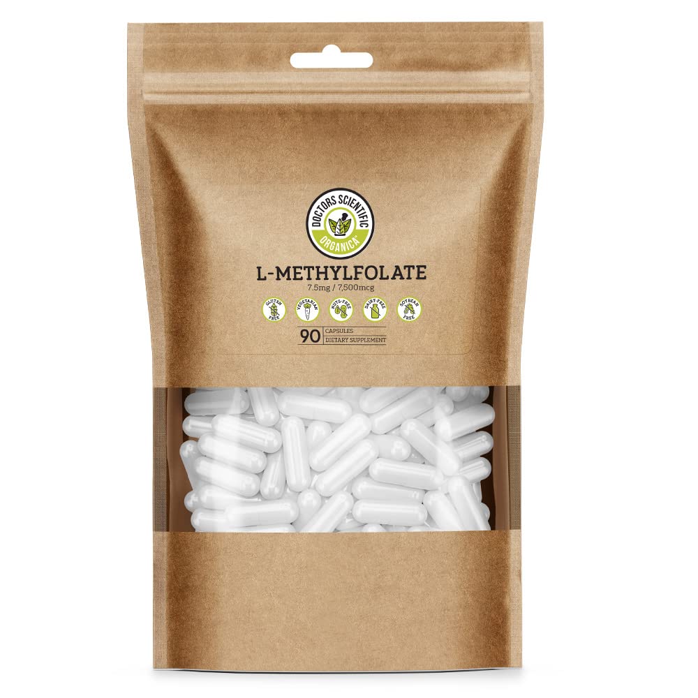 OD L Methylfolat 7,5 mg (5 MTHF Supliment) - 90 Vegan Capsule (7,5 mg) - Active L metil Folate Supliment pentru Homocisteina Control - Acid folic Vitamina - Eco-Friendly Package