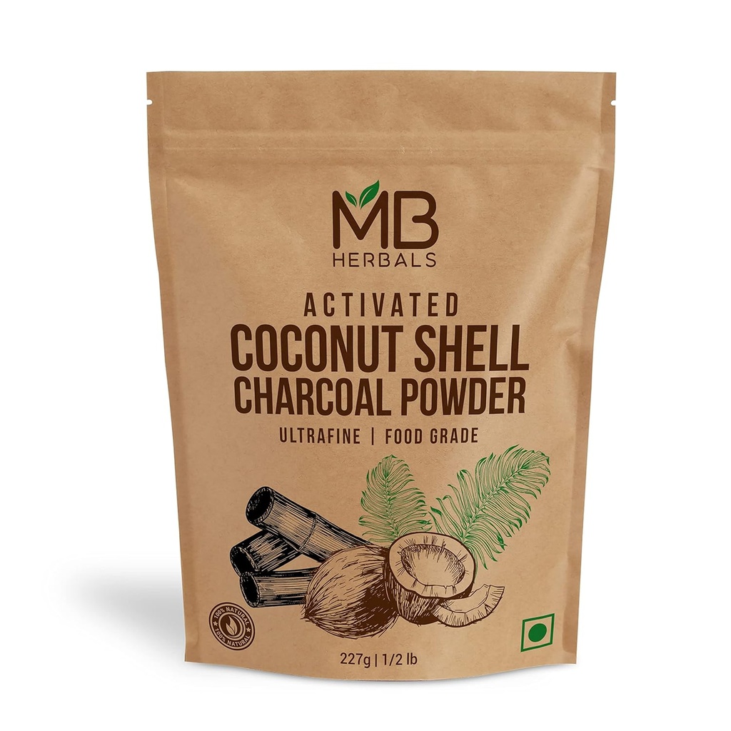 MB Herbals Actived Charcoal Powder from Coconut Shell 8 oz (227 Gram / 0.5 LB) 