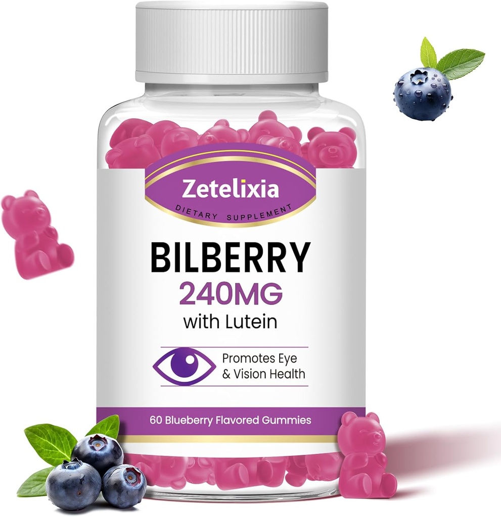 Lutein Gummmies Ochi Suplimentul pentru sanatate pentru adulti, Lutein & Zeaxanthin Suplimente Ochi Vitamine Gummies, Bilberry cu lutein pentru promovarea ochi si viziune - 60 Gummies