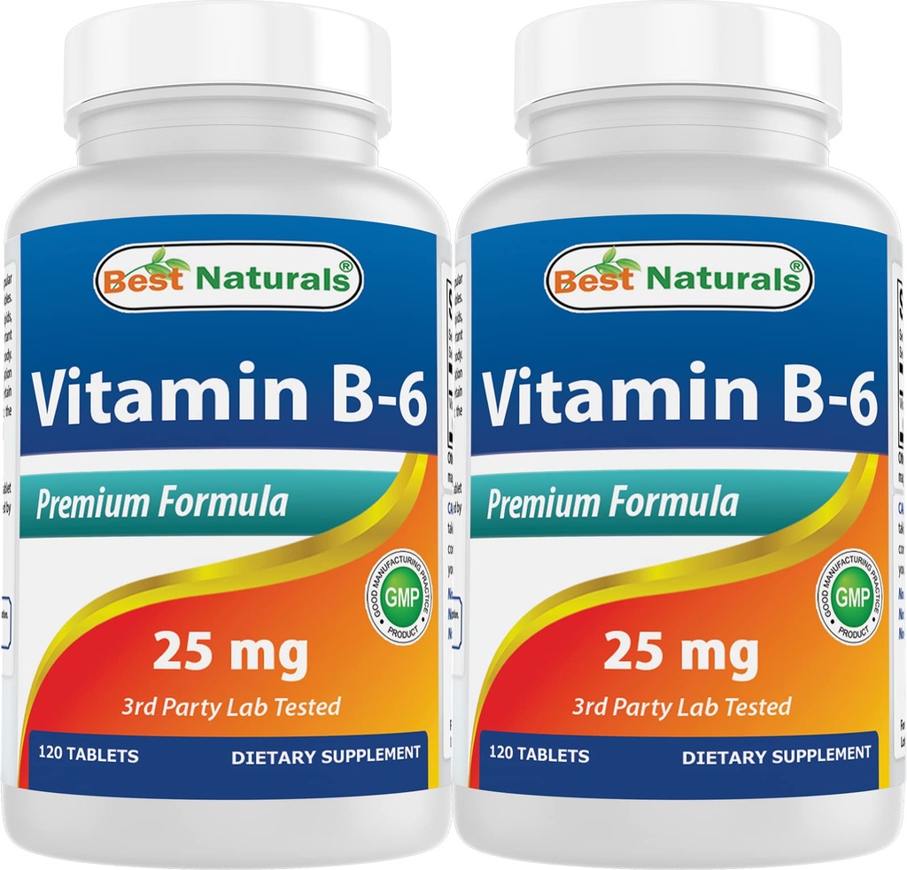 Cele mai bune naturale vitamina B6 25mg, 120 comprimate (120 număr de 2)