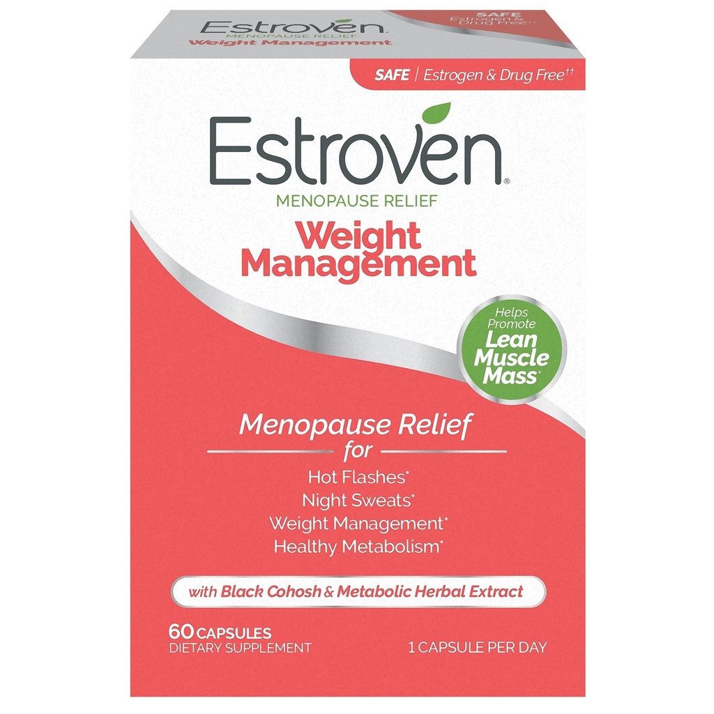 Managementul greutății Estroven pentru Menopause Relief - 60 Ct. - Ingrediente dovedite clinic ajuta la gestionarea greutății, furnizarea de transpirații de noapte și de ajutor Flash fierbinte - Drug-Free & Gluten-Free