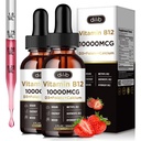 Vitamina B12 Picături lichide Sublingual 10000 mcg, Triple B-12 Supliment complex, Methyl & Methylcobalamin Blend pentru femei & Men, Mood & Energy Booster, Metabolizare & Health Support, 2 Pack