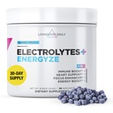 Livingood Daily Electrolytes Powder, Electrolytes Hidration Drink Mix cu vitamina C, Magneziu, Taurină & Sare de mare, Electrolit Supliment pentru Energie & Hidratare, Keto, Berry Frost Flavor, 30 Srvgs