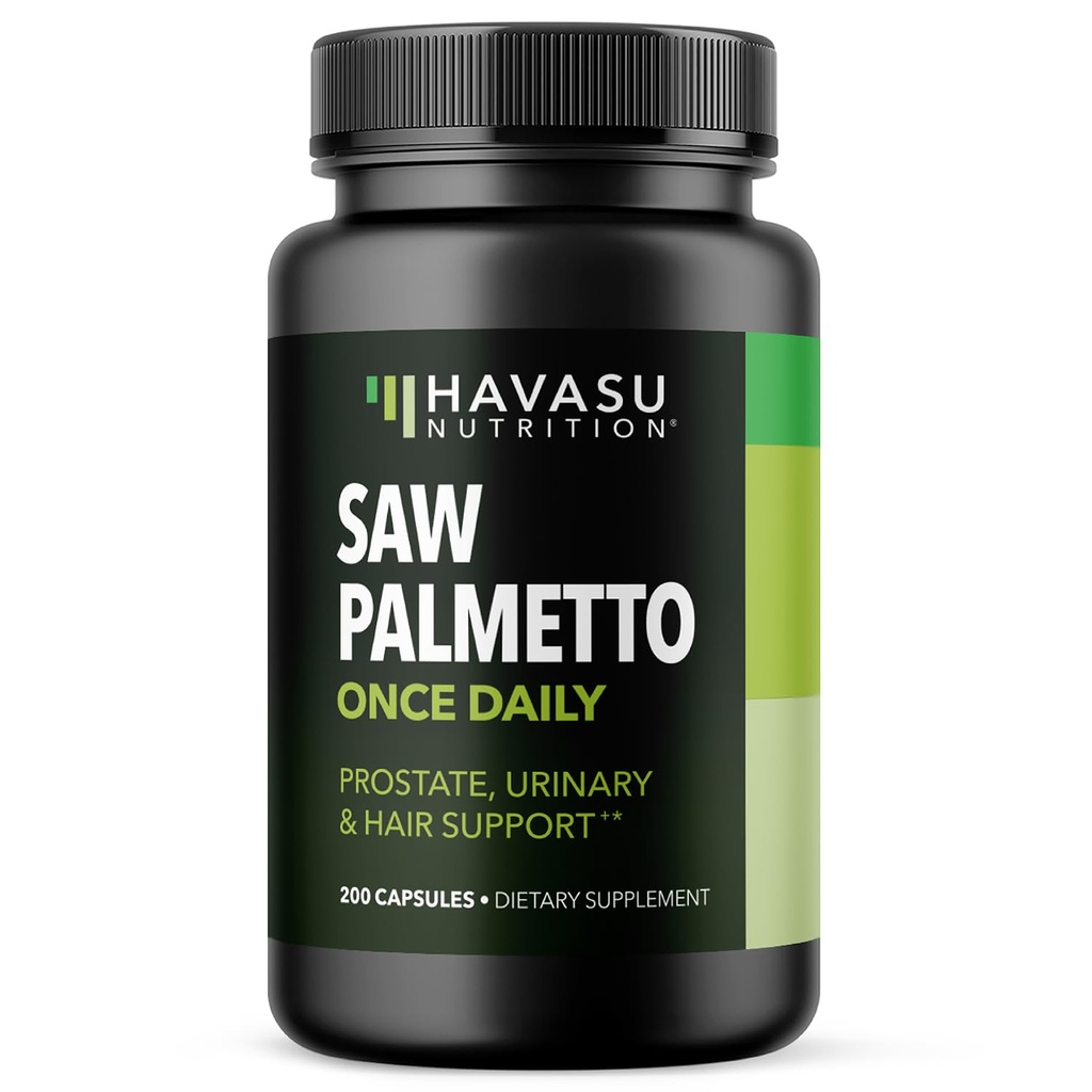 Saw Palmetto pentru bărbați Prostate Health Supliment pentru promovarea funcției de tract urinar - 500 mg per servire - 200 Conte - DHT Blocker vitamina de păr - Vegan, capsule non-GMO, peste 6 luni de aprovizionare