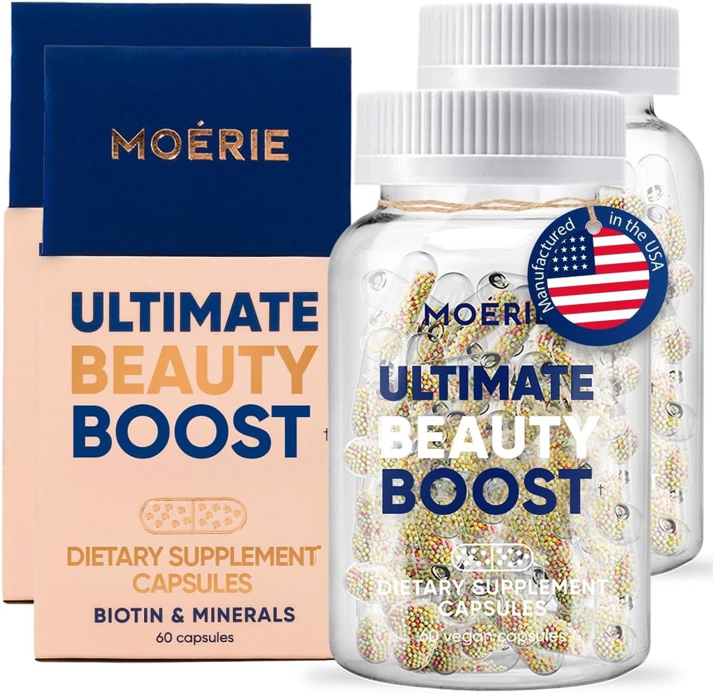 Moerie supliment de crestere a parului pentru femei si barbati - piele de par si unghii vitamine cu biotin, Q10 & minerale - Pentru mai gros, parul mai plin si pierderea parului - sistem avansat de livrare margele - 120 pastile