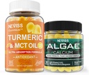 NEVASS Sugar Free Turmeric Curcumin Gumies + Marine Algae Calciu Supliment 600mg, High Absorbtion, Vegan