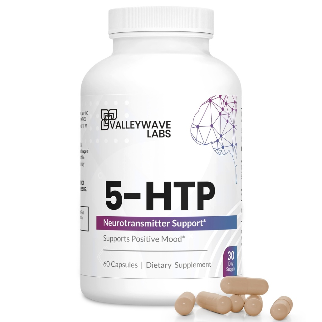 5-HTP - 200mg 5HTP Supliment (5-Hidroxitriptofan) pentru a sprijini Mood Plus Sleep*, Stres Relief*, 60 Capsule - 30 Day Supply, Made in USA