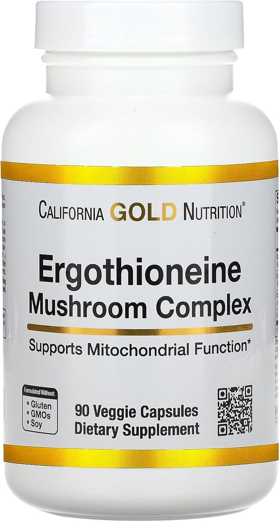 California Gold Nutrition Ergothioneine Mushroom Complex cu Maitake organic, Stridie organică, Mane Lion Organic Mushroom extracte și L-Ergothioneine, 90 Capsule Veggie