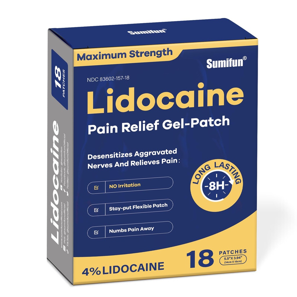Sumafun 4% Lidocaină durere relief patch-uri - OTC Putere maximă 