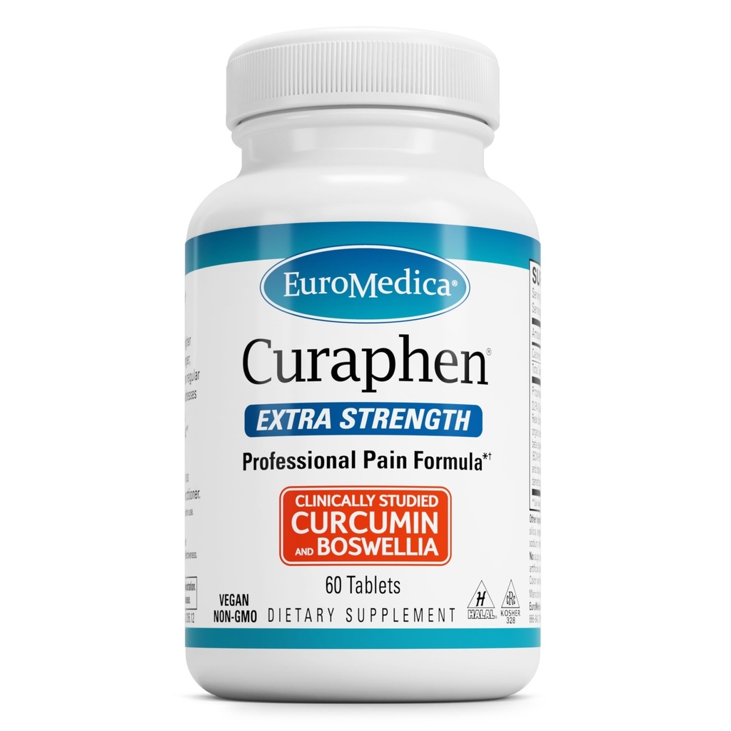 EuroMedica Curaphen Extra Putere - Curcumin & Boswellia Supliment pentru suport circulatie sanatoasa - Supliment Turmeric pentru a sprijini articulatii, sanatate musculara & Endorphin productie - 60 comprimate