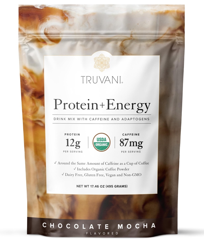 Truvani Proteina + Energetic Drink Mix cu 87mg Cafeina 