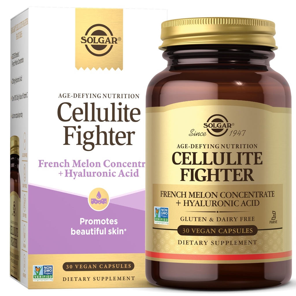 Solgar Celulit Fighter Skin Vitamina si Suplimentul mineral, Suport Skin neted cu concentrat de melon francez, Acid hialuronic și vitamina C Supliment, Age-Defeying Nutriție pentru femei, 30 Serviri