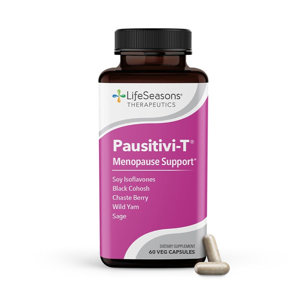 LifeSeasons Pausitivi-T cu Beau-T - Menopause Supplement - Relief puternic pentru Flashes fierbinte, Hormone Imbalance & Night Sweats - Nourishes tesut - Sage, Chasteberry, Soy Isoflavones