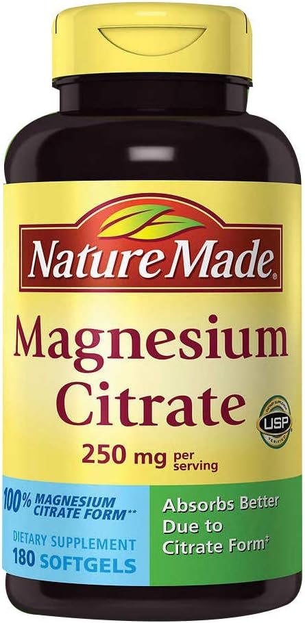 Nature Made Magneziu Citrate 250 mg Supliment alimentar (conte 180 Geluri moi), 180Count