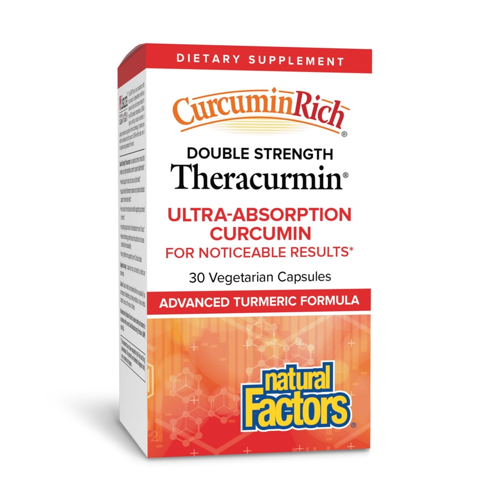 Factori naturali, CurcuminRich Dublu Putere Theracurmin, 60 mg, Doar 1 Capsule zilnic, Formulat pentru absorbţie superioară, 30 Conte (Pachet de 1)