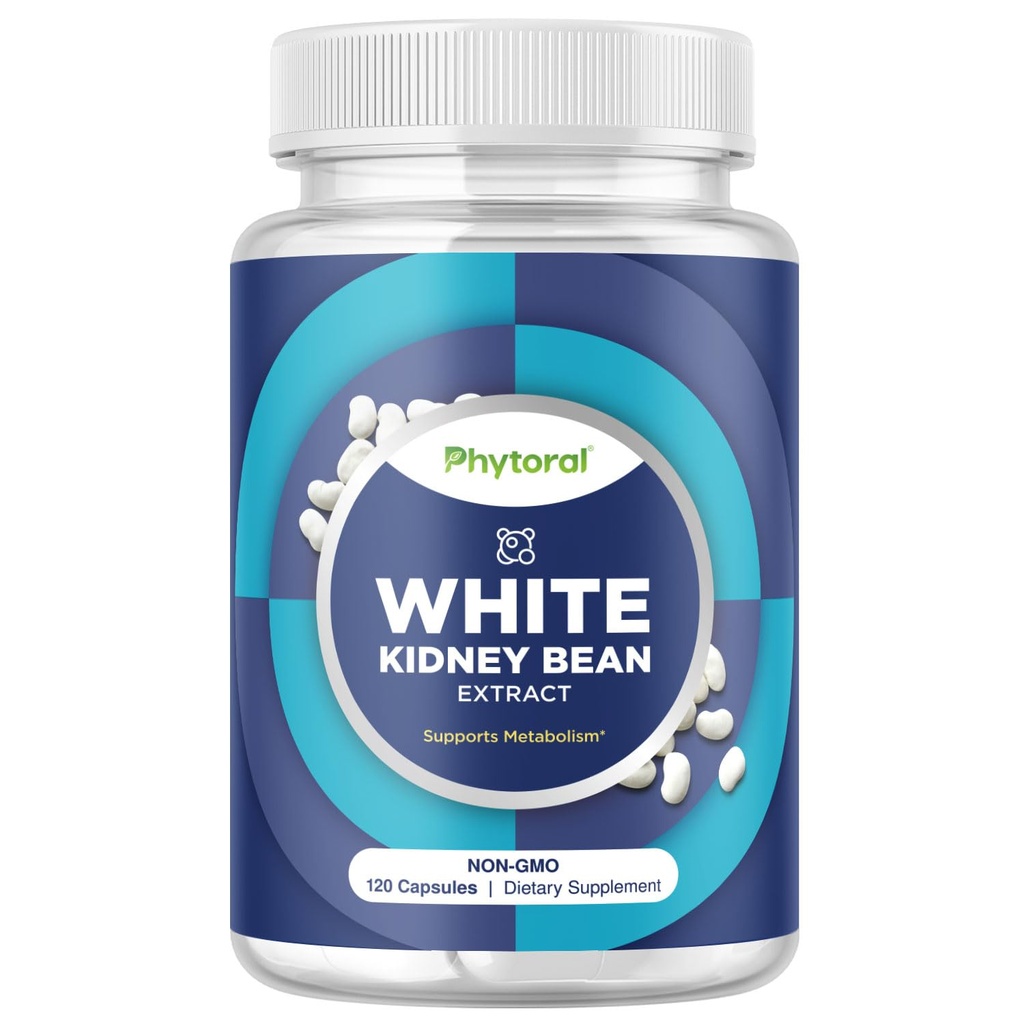 Phitoral White Rinichi Bean Extract Carb Bloc - White Rinichi fasole Supliment pentru metabolism Boost & Ease Calorii de la amidon - Suplimente de control carbohidrati - 120 Capsule