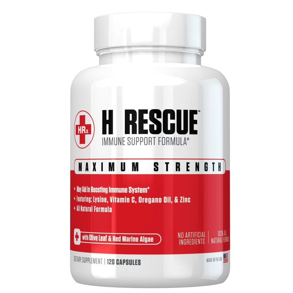 Re+Gen Nutrition H Supliment de sprijin imun de salvare pentru adulți, Capsule cu zinc, vitamina C, L lysina Amino Acid și ulei de Oregano pentru imunitate Sănătate la bărbați și femei, 120 capsule