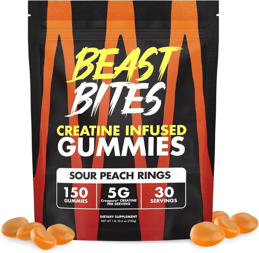 BEAST BITES - Creatine Infuzed Gummies - 5g Creatin Creature Monohidrat per Serving - NSF Certified for Sport - 30 Servings