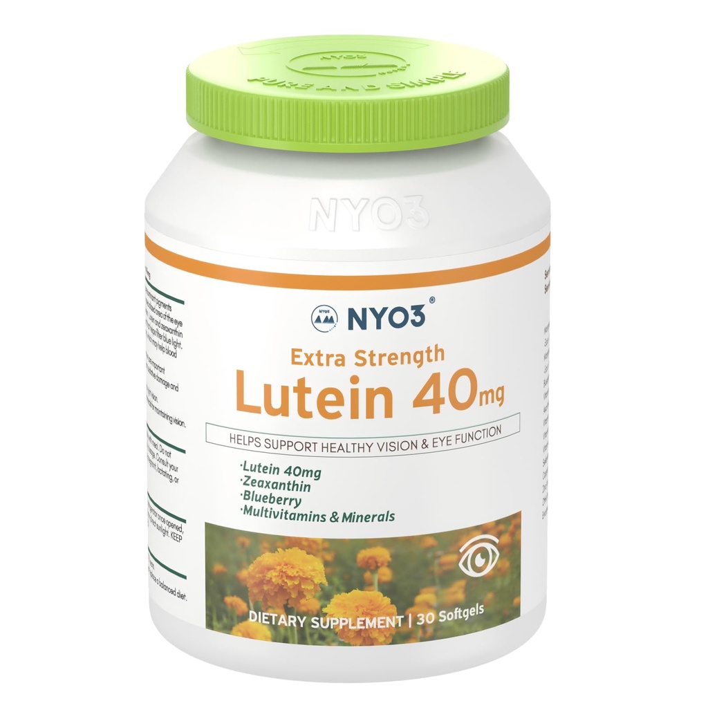 NYO3 Lutein & Zeaxanthin 40mg cu afine, 30 Softgels ochi vitamine și supliment de minerale de ochi $ Viziune de sănătate 