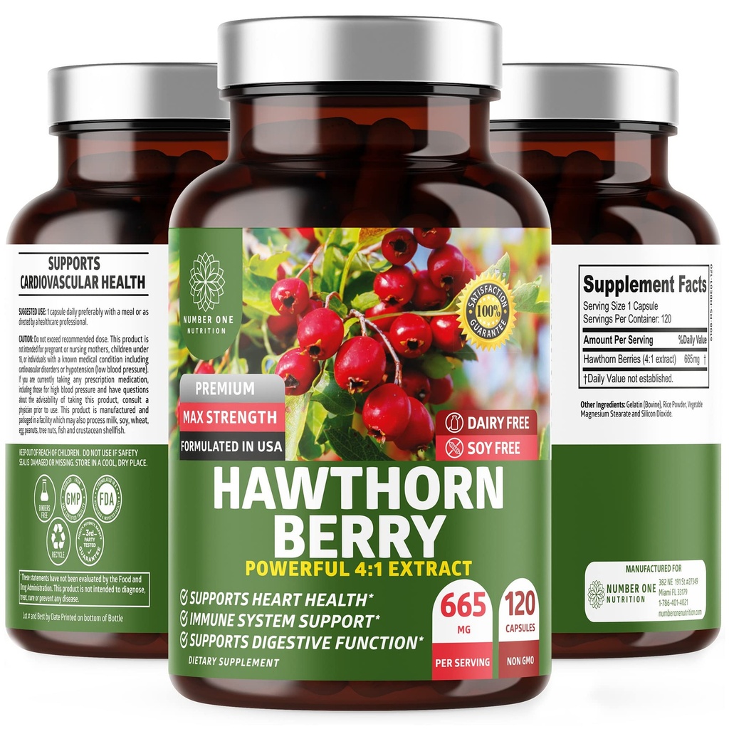 N1N Premium Hawthorn Berry Capsule [Max Putere, 2660mg] Toate naturale Hawthorn extract Supliment pentru a sprijini imunitatea, 120 Caps