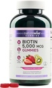 NatureWise Biotin Gummies - Sprijină păr sănătos, piele și unghii puternice - Vitamina B7 5000mcg - Frumusețe naturală - Căpșuni-Kiwi Flavor - Vegan, Non-GMO, Gluten gratuit - 180 Conte[90 zi de aprovizionare]