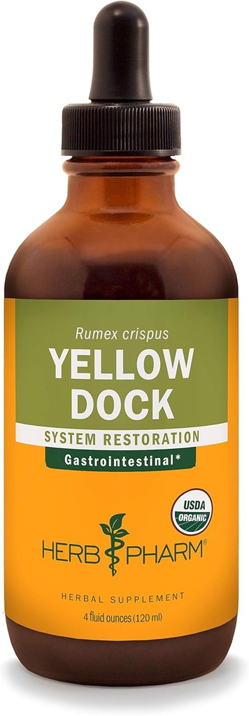 Herb Pharm Yellow Dock Extract lichid pentru suport de sistem digestiv - 4 Ounce