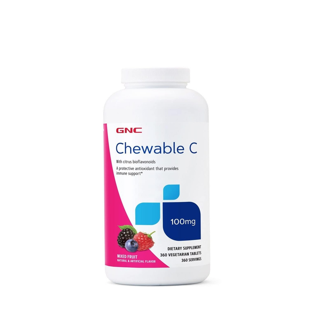 GNC Vitamina C 100mg, Oferă suport imunitar, fructe mixte, 360 Serviri