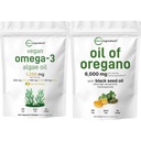 Micro Ingrediente Ulei de Oregano Softgels 300 Count & Vegan Omega 3 Algae Suplimentul de ulei Bundle 2 Pachet 
