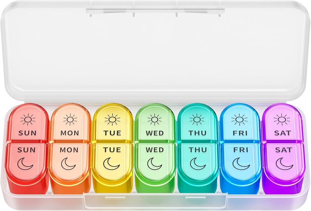 Organizator de pastile săptămânale de 2 ori pe zi - AM PM Organizator de pastile cu 7 zilnic de culoare-codate cazuri mici, dimineață și noapte pastile de călătorie pentru vitamine, medicamente, & Suplimente