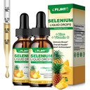 2 Pack Seleniu Picături lichide, 200mcg Seleniu lichid Supliment cu vitamina C & Zinc, Suport pentru sistemul imunitar, Antioxidant & Heart Health, Absorbție ridicată, Aroma Ananas