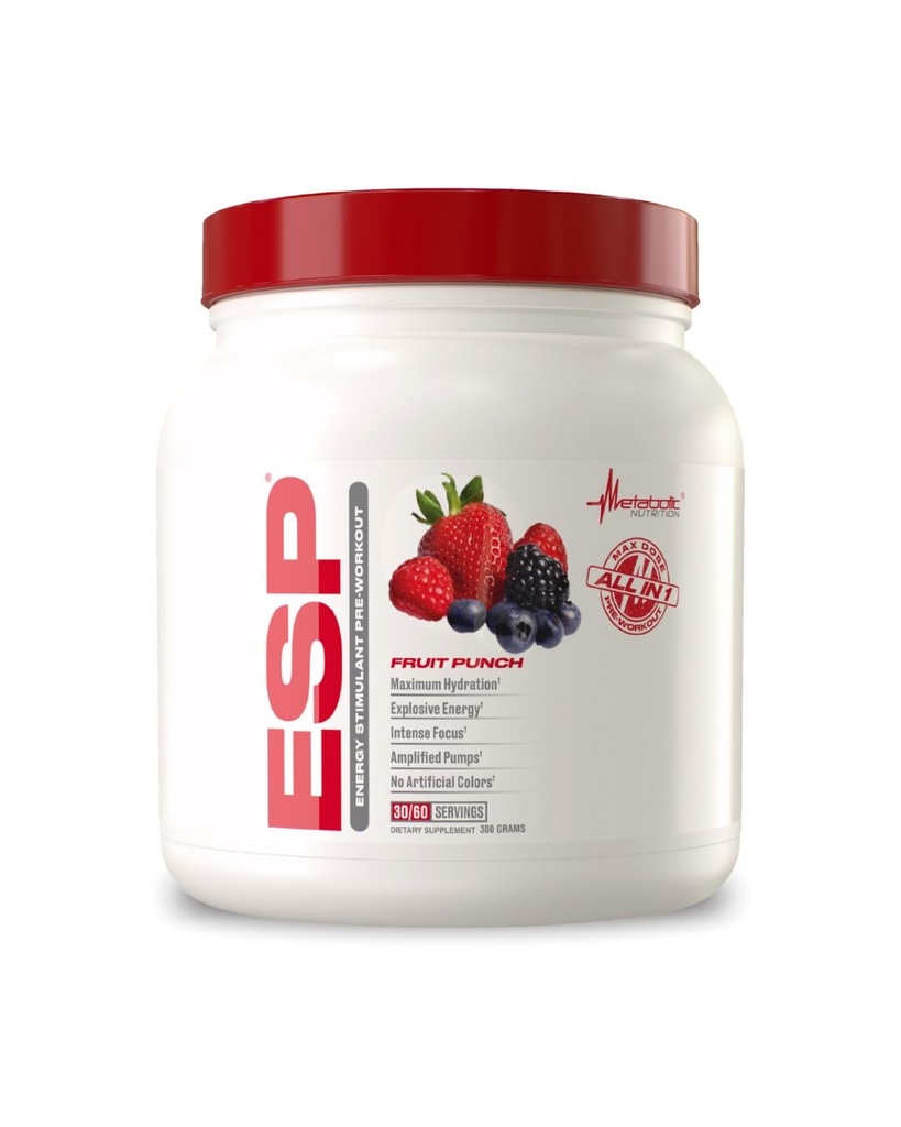 Nutritie metabolica, ESP, energie si rezistenta Stimularea pre antrenament, Preintra Antrenament, High Energy and Mental Focus, Stimularea suplimentului de antrenament, Punch de fructe, 300 Grams (90 Servings)