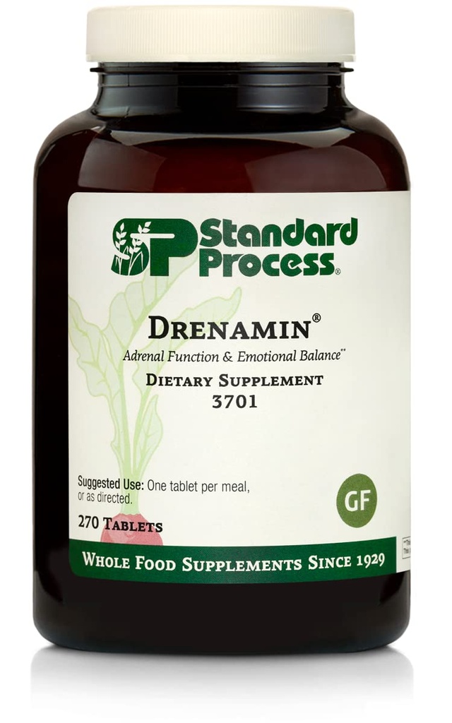 Proces standard Drenamină - Suplimentul funcţiei suprarenale pentru răspunsul sănătos la stres - Susţine producţia şi metabolismul de energie sănătoasă - Gluten-Free, non-Dairy & non-Soy - 270 comprimate (270 Servings)