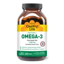 Viața de țară Omega-3 Suplimentul ulei de pește, 1000mg, 180mg EPA & 120mg DHA, concentrat ulei de pește, Burpless, 200 Softgels, Certified Gluten gratuit