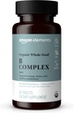 Amazon Elemente Organic Whole Food B Complex, 98% Whole Food Source, Dietary și alte ingrediente derivate din alimente integrale, 60 comprimate
