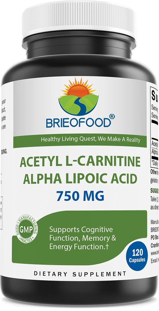 Brieofood Acetil L-Carnitina Alpha Acid lipoic (ALA ALC) 750 mg 120 capsule