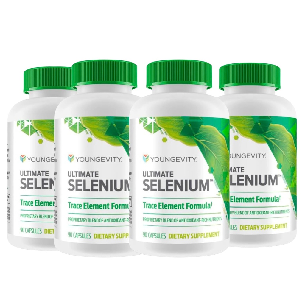 Youngevity Ultimate Seleniu + Cofactori - Supliment mineral esenţial pentru suport imunitar, apărare antioxidantă, funcţie tiroidiană şi sănătate celulară (I-selenometionină) - (90 capsule)