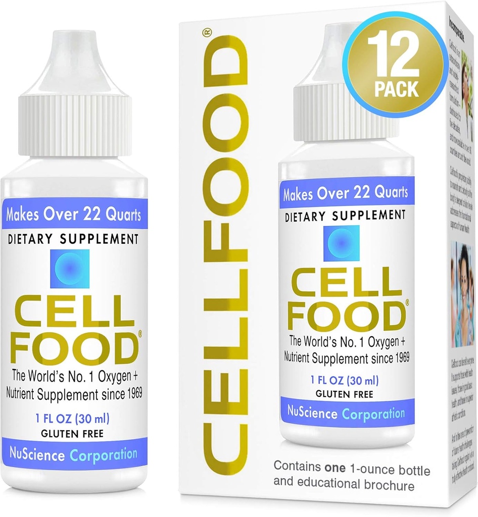 Cellfood Oxigen Boost - 1 fl oz, 12 pachet - supliment de oxigen lichid - Gluten gratuit, Cert. Kosher