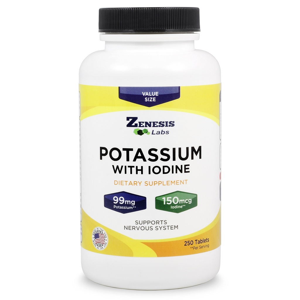 Gluconat de potasiu 99mg + 150mcg Iod din Kelp Bulk (250 comprimate/flacon)