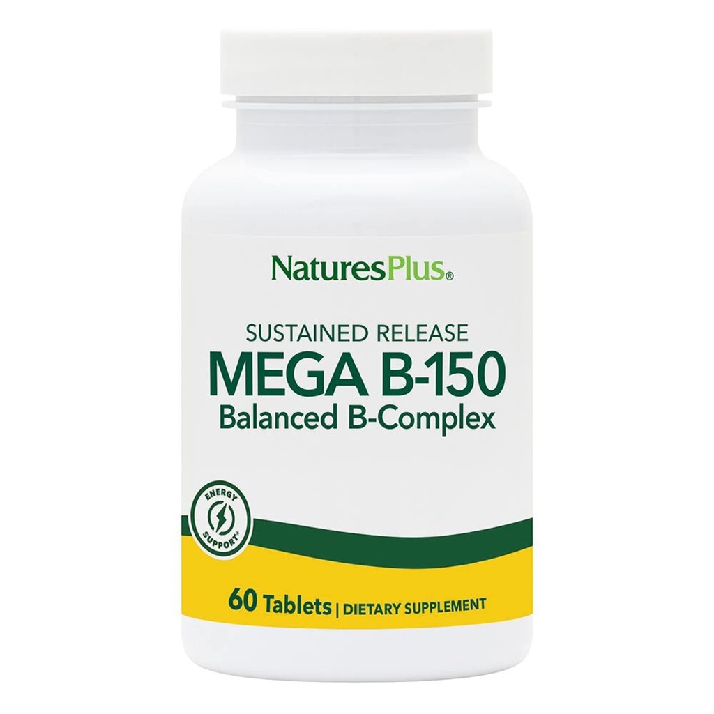 Naturas Plus Complex Mega B150, eliberare susținută - 60 comprimate vegetariene - Potenta maxima B Suplimentul de vitamine Complexe - Gluten-Free - 60 Serviri