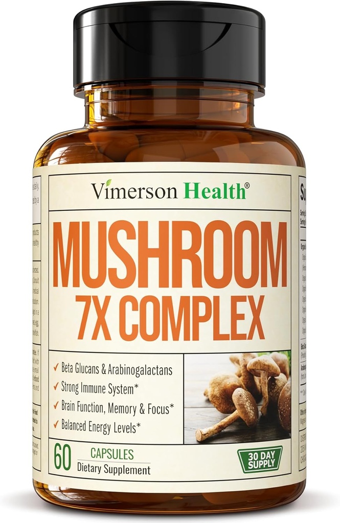 Complex mushroom potent cu Turcia Coaja, Lions Mane Extract, Shiitake Ciuperci, Reishi, Cordyceps, Maitake, Chaga & More 